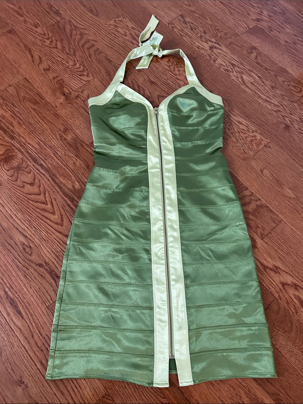 le chateau green Halter Zip-Front Bodycon Dress